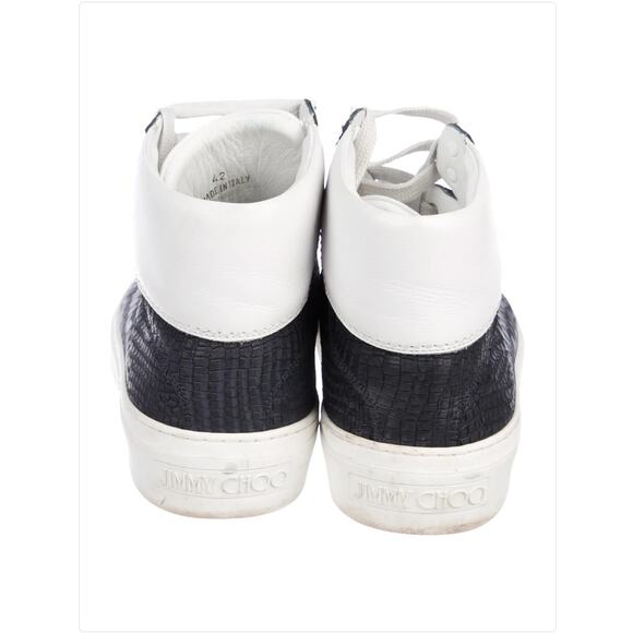 Jimmy Choo Navy Embossed Leather High-Top Sneakers - Size 9 main image 4